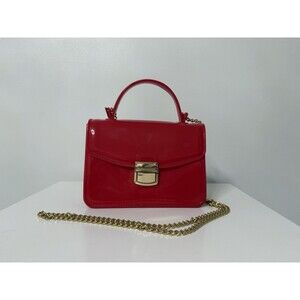 Mini Red Jelly Purse With Gold Hardware And Long Gold Strap